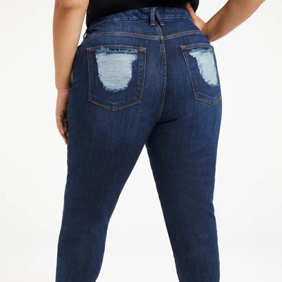 Good American Good Waist High Rise Distressed Indigo Jeans 4/27 - Picture 10 of 10